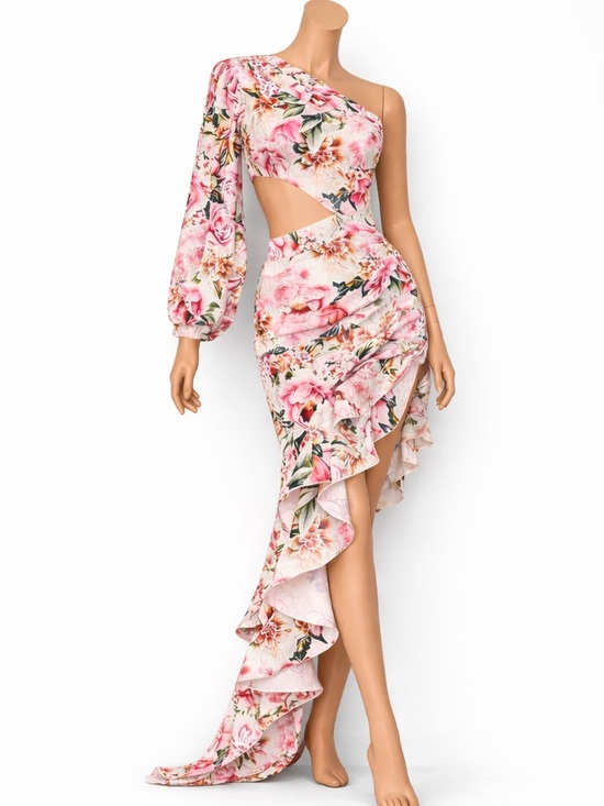 Mew Mews Dresses & Skirts - Floral Asymmetrical Women's Dress - Pink Bloom